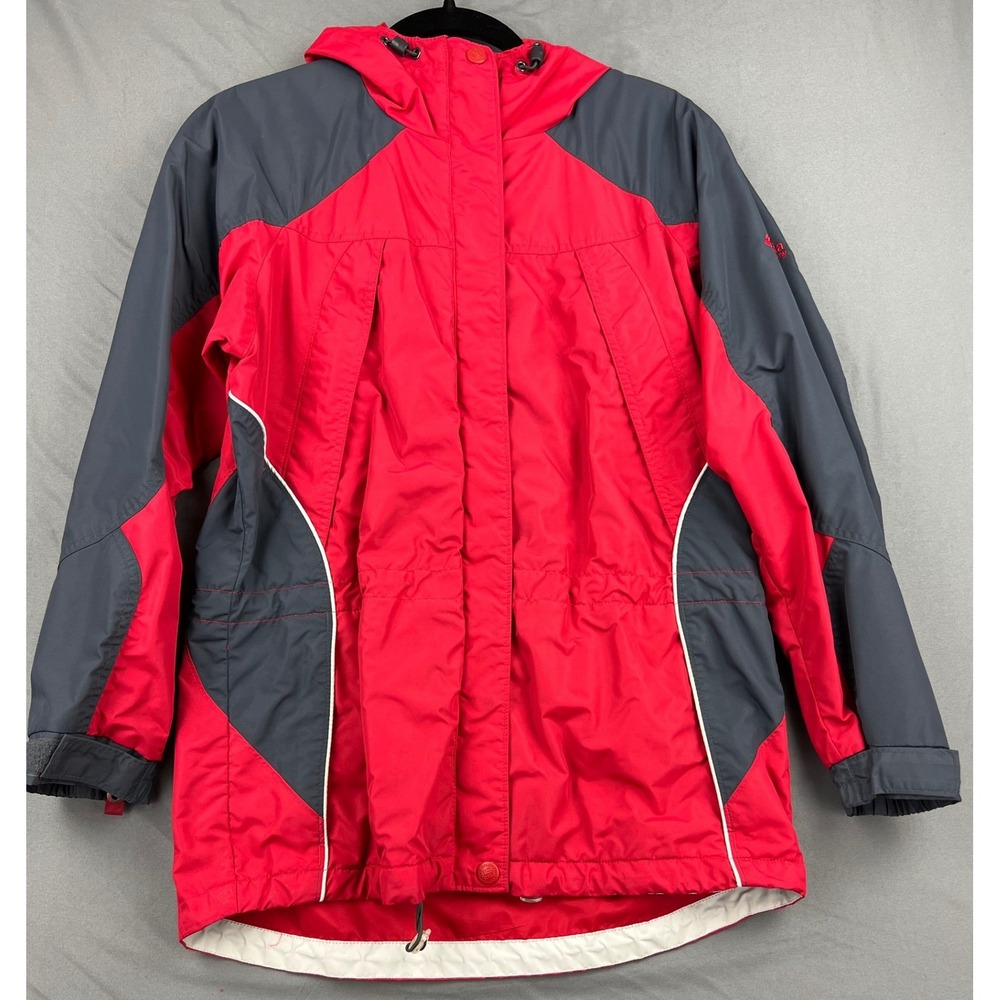 Columbia Jacket Womens Small Interchange Hooded Red Gray Outdoor Shell Good
